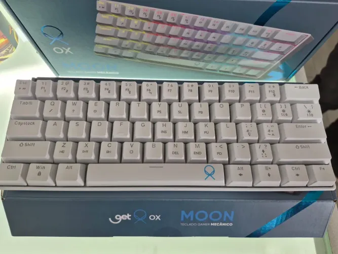 Teclado Gamer Mecânico OX Moon TKL 60% USB Anti Ghosting Branco