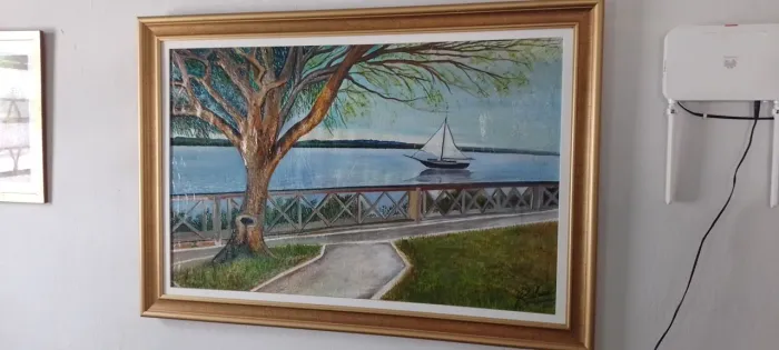 Quadro a pintado óleo com moldura e passapatur