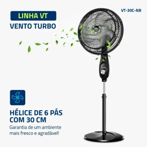 MONDIAL Ventilador de Coluna 30cm Turbo, PretoPrata, 50W, *Voltagem: 220V* - VT-30C-NB