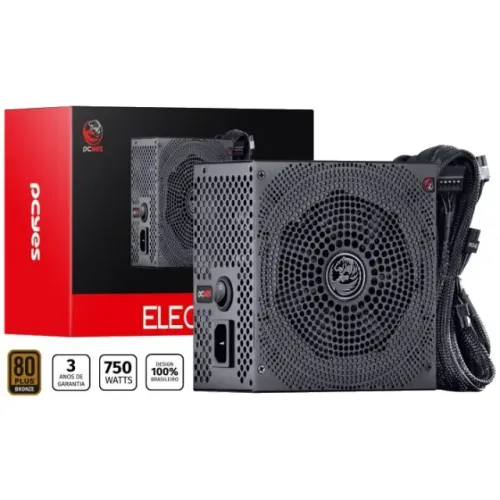 Fonte 750W Gamer Pcyes Electro V2, , 80 Plus Bronze, PFC Ativo + Instalação Gratis