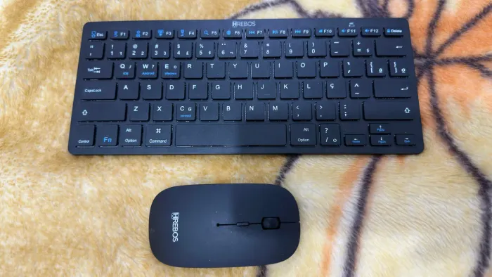Kit Teclado Bluetooth + Mouse Sem Fio HREBOS HB186 - Preto