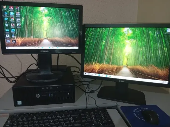 Computador HP ProDesk, LIGA em 10 segundos, com duas telas