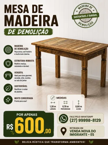 Mesa Madeira de Demolição