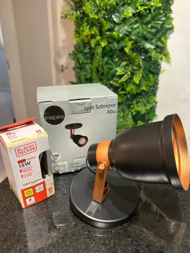Spot de Sobrepor Redondo 1 Lâmpadas Abu Preto e Cobre IP20 Inspire