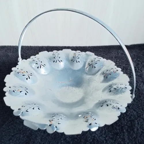 Antiga Cesta em Banho de Prata nobre anos 50 Rara em Art Nouveau .  
