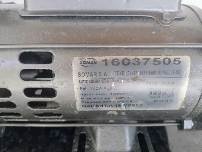 Motobomba Injetora Somar SIHX3-109 1 cv 110V/220V<br>Somar