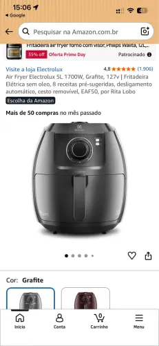 Air Fryer Electrolux 5L grafite
