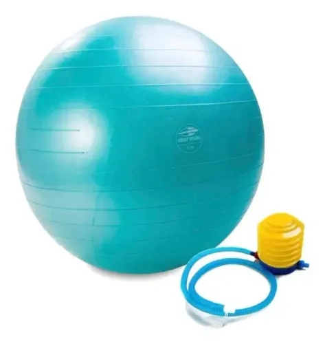 Bola Ginástica 55 Cm Gym Ball Suiça Azul + Bomba Mormaii