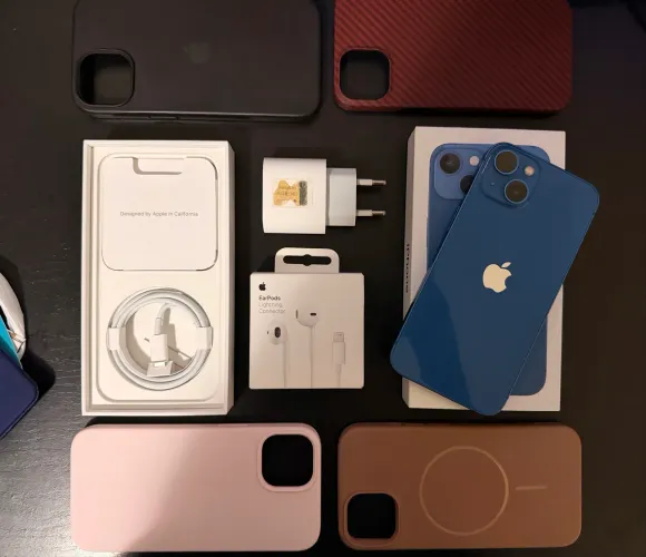 iPhone 13 Azul 128GB Bateria 80% Bom Estado + Acessórios