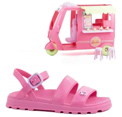 Kit Sandália infantil e brinquedo sorveteria da Barbie Grandene nova