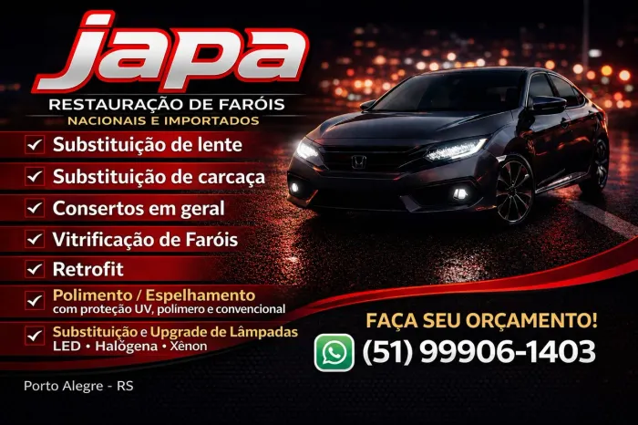 Restauração e polimento de faróis 