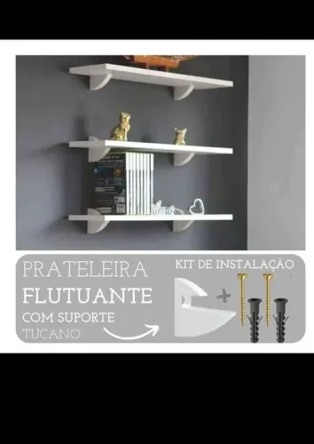 (PROMOÇÃO)Prateleira Flutuante Branca - Com Suporte - Novo