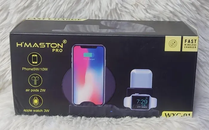 Carregador Wireless 3 em 1 H'MASTON PRO - iPhone, Airpods e Apple Watch