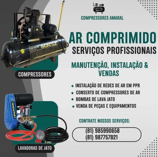 compressor de ar, pistão e parafuso.