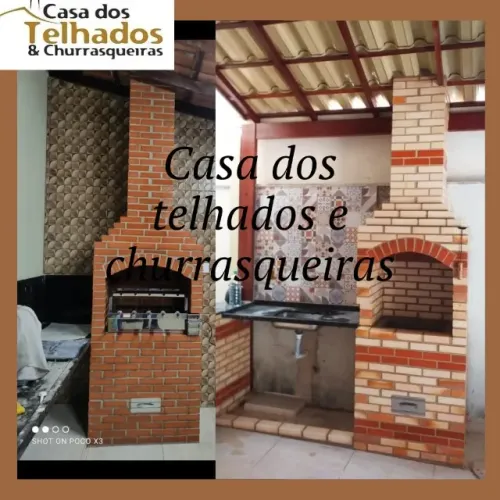 Casa dos telhados e churrasqueiras, madeira pergolados e decks