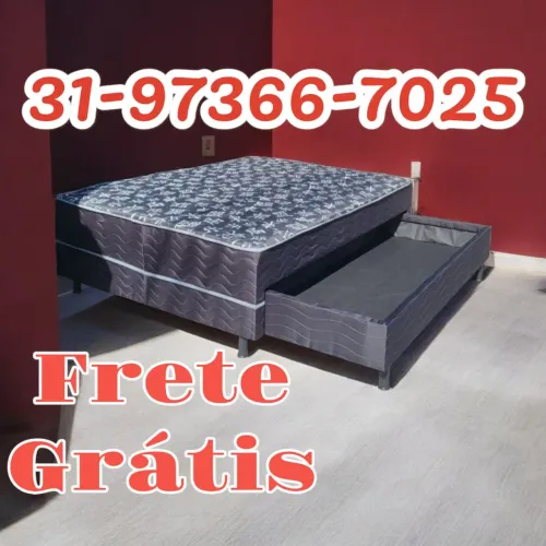 CAMA BOX CASAL 10CM DE ESPUMA COM BAÚ AUXILIAR!!!!