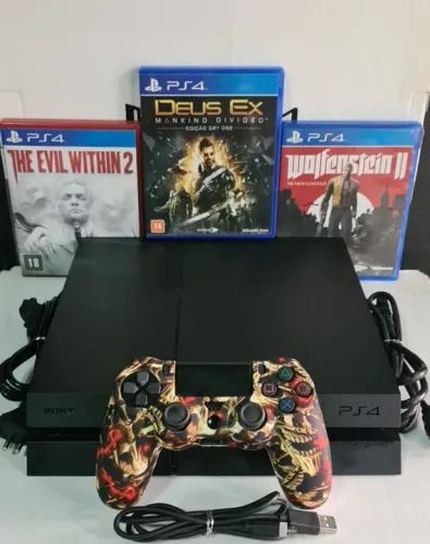 PS4 FAT FOSCO 500GB (SEMI-NOVO) C/ GARANTIA TOTAL DE 3 MESES_ SOMOS LOJA EM CAXIAS