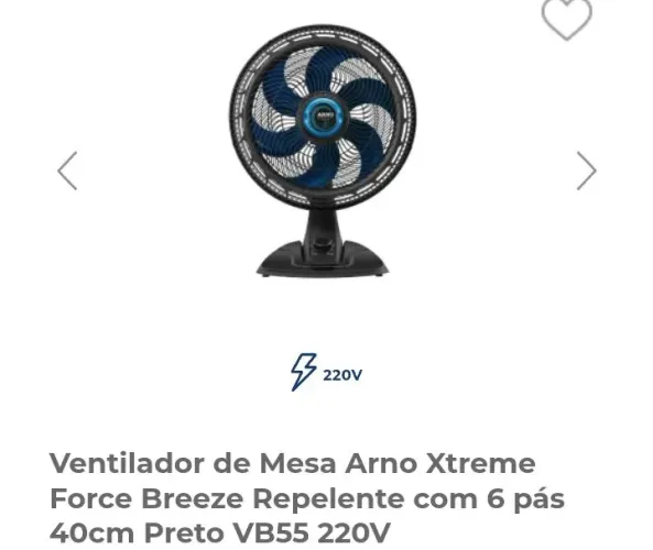 Ventilador de mesa Arno vb55 Xtreme breeze repelente insetos 110v
