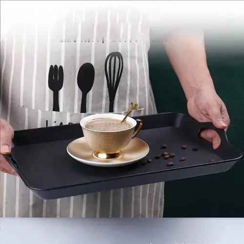 bandeja retangular para café da manhã com alça de plástico monaliza mz-33204