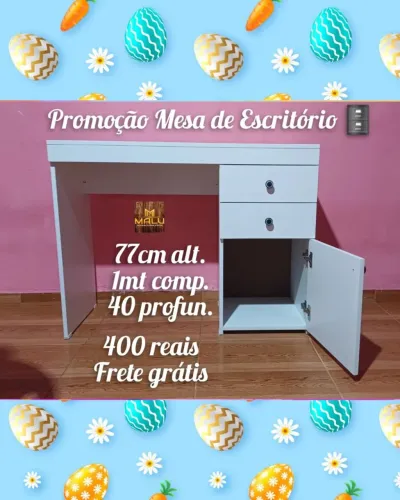 Mesa de Escritório Branca 77cm - Frete Grátis