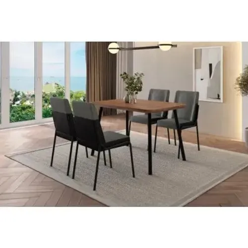 Mesa Stellar Mdp 120x80 C/ 4 Cad Hug - Nogueira/preto