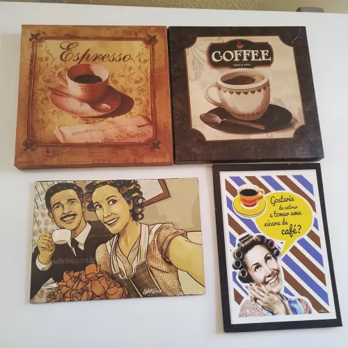 Kit de Quadros Decorativos para Café