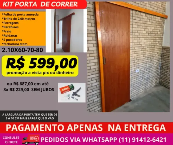 porta de correr 210x60-70-80 - frete a/c