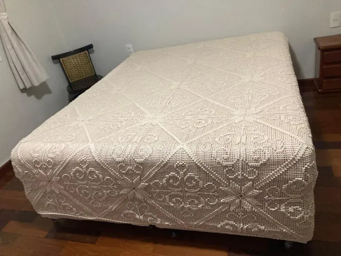 Colcha artesanal de crochê - Cama Queen