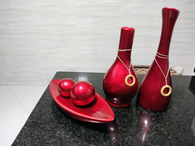 Conjunto enfeite em cerâmica