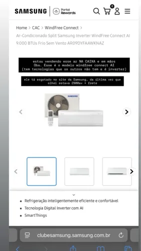 Ar Condicionado Split Samsung WindFree Connect AI 9000 BTUs
