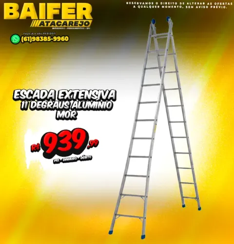 Escada Extensiva 11 Degraus Alumínio Mor