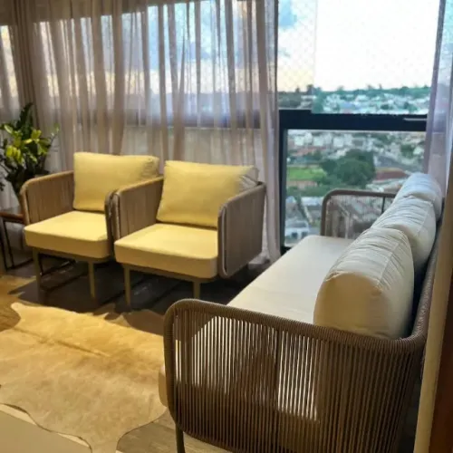 CONJUNTO SOFÁ DE CORDA NÁUTICA COM ASSENTO NÁUTICO IMPERMEÁVEL