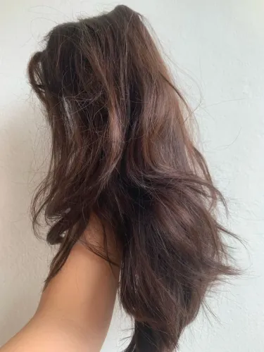 Peruca castanho escura - cabelo sintético 