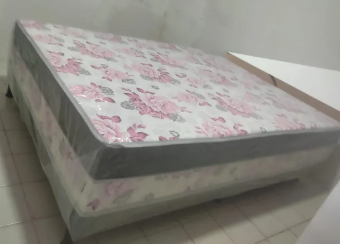 Cama Box Casal com Colchão Ortopédico 5cm espuma 
