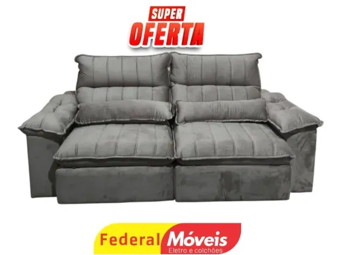 Sofá CINZA D33 Soft Molas 2,30m A PRONTA ENTREGA