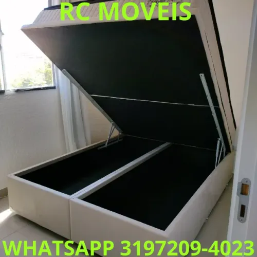 Cama Box Baú Queen 1.58x1.98 - Baú Bipartido Blindado com Pistão a Gás