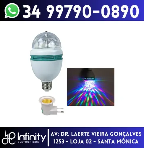 Lâmpada Led Colorido Globo Giratório Rgb Para Festas Bivolt