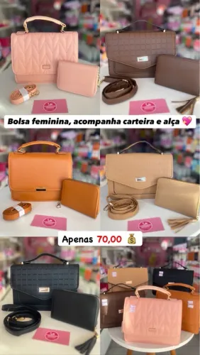 Bolsa feminina com carteira e alça - R$70,00