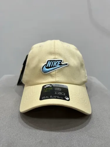 Boné Nike 100% Algodão Creme Logo Azul