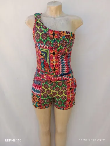 Macacão Papú Estampado Ombro Único