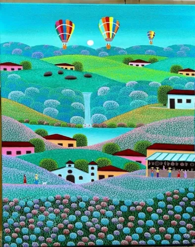 Robson barros tema passeio de balão medida 40x50 