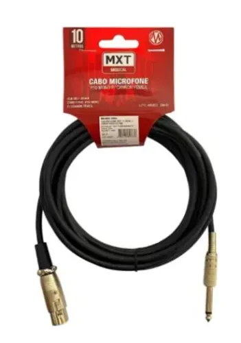 Cabo Para Microfone -p10 Mono Para Cannon Fêmea 10 M Mxt