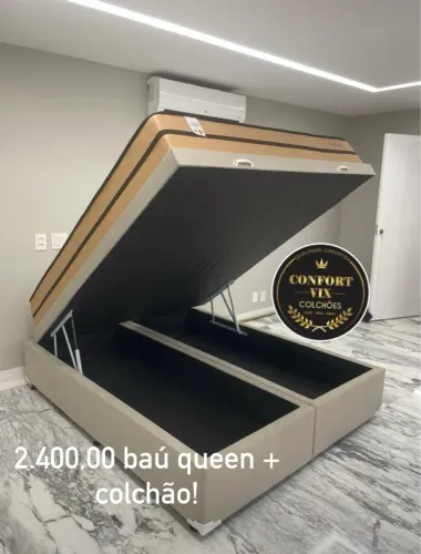 Cama Baú Queen + Colchão Confort Vix