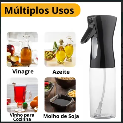 Spray Borrifador de Azeite Multiuso 300ml/Preto - Pronta Entrega