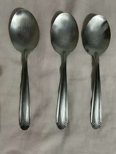 Conjunto com 3 colheres de mesa Elmo inox - antiguidades