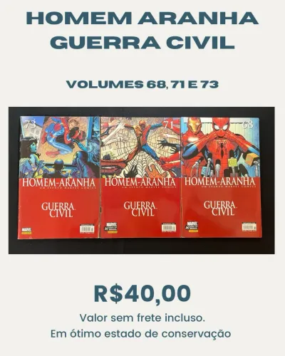 Hq homem aranha guerra civil volumes 68, 71 e 73