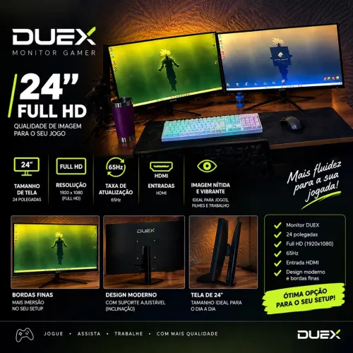 Monitor Gamer DUEX 24" Full HD 165Hz