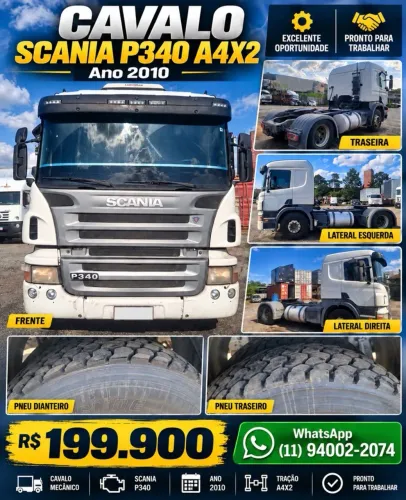 Scania P340 A4x2 2010 - Cavalo Mecânico Potente, Robusto e Pronto para Trabalhar