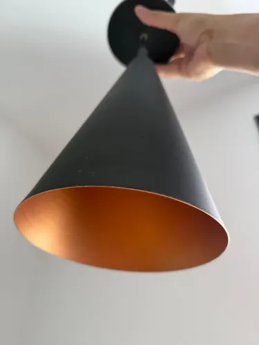 3 x Luminária Pendente Cone Preto Fosco / Cobre