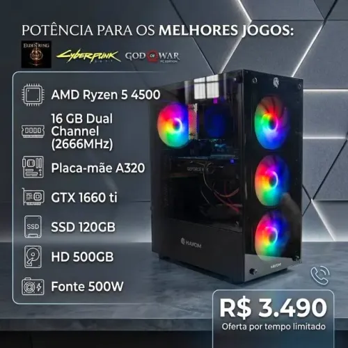 PC gamer Ryzen 5 4500 | 16GB RAM | GTX 1660ti | SSD 120GB